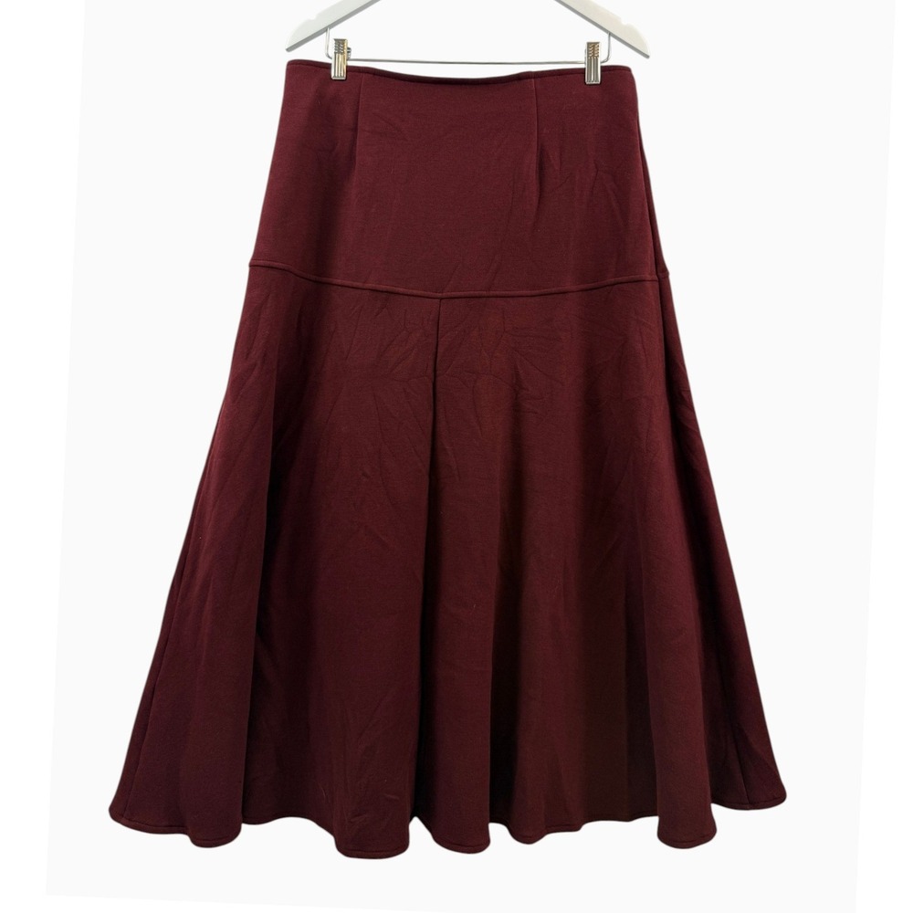OGL Move FuzzLuxe Burgundy A-Line Midi Skirt Size L NWT Wool Blend